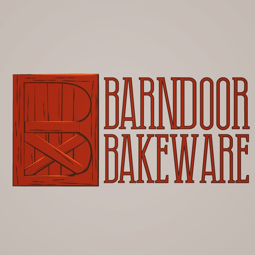 Create a "cool rustic" styled logo of a Barn Door for Barn Door Bakeware Logo Design by krehbielLABS