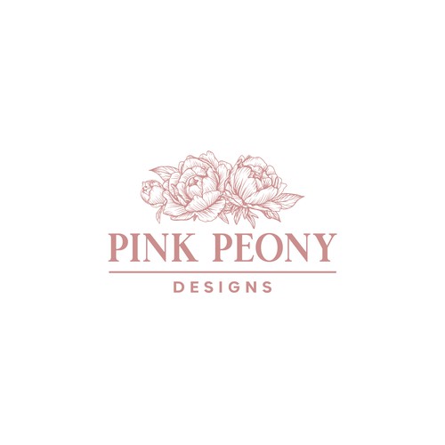 Pink Peony Designs Logo Contest Design by desi9nart