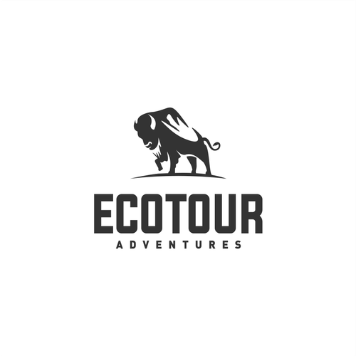 Creative Eco Tour logo integrating mountain  & bison Design by Unintended93
