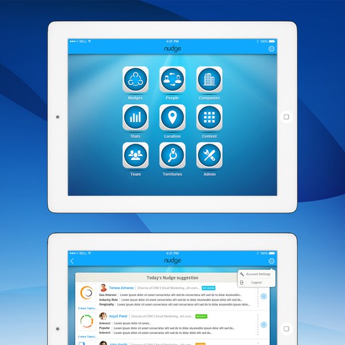 Two-screen design refresh for sales application on phone/tablet Design by Muhammad Abubaker
