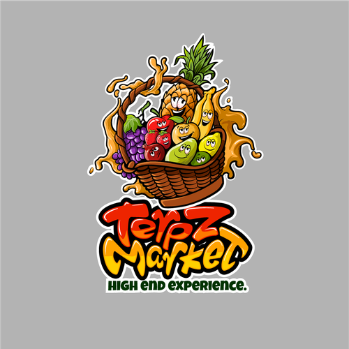 Design a fruit basket logo with faces on high terpene fruits for a cannabis company. Réalisé par Antonius Agung