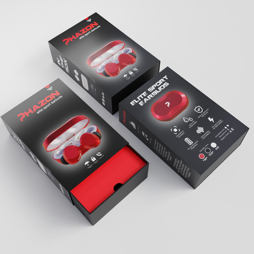 Wireless earbuds packaging box sleeve design Design by i•d•a•d