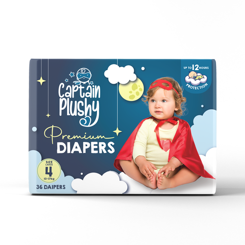 Packaging for playful baby diapers brand Design by Sandra Milan