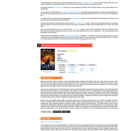 Help Best Fantasy Books with a new website design Design by skinny_beef