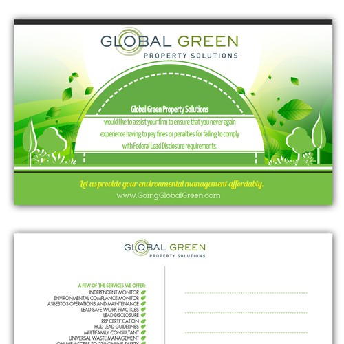 Create the next postcard or flyer for Global Green Property Solutions Diseño de One Day Graphics