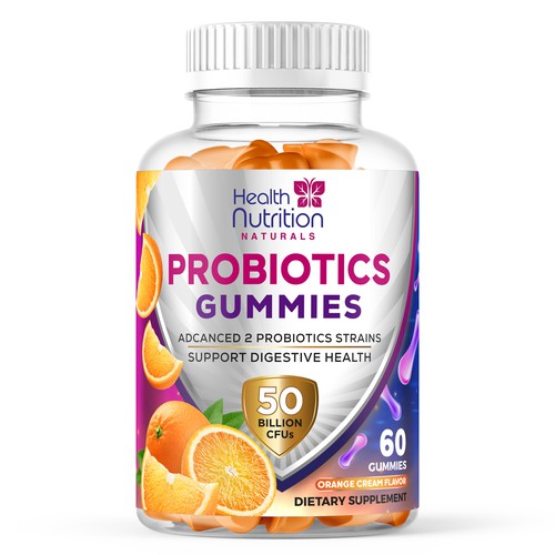 Healthy Probiotic Gummies Label needed for Health Nutrition Design by JOHN's_AlphaCreation