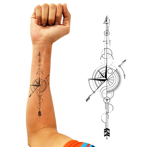 Design geometric arrow compass Tattoo デザイン by elimma