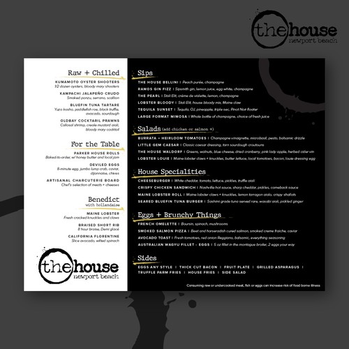 Menu layout design for exclusive private club/restaurant/bar in Newport Beach, CA Diseño de Y_Y