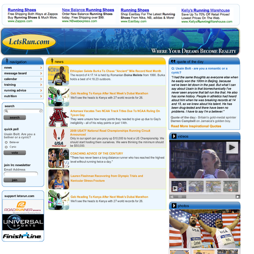 LetsRun.com Homepage Re-Design/Cleanup Diseño de Michael Litchfield