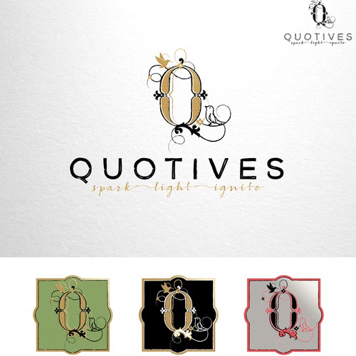 Logo/branding for Quotives, a unique candle company. Each candle has a