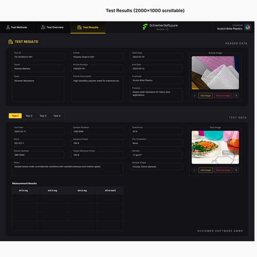 A desktop web UI design for a plastic quality testing software Design by Peninsula Studioz