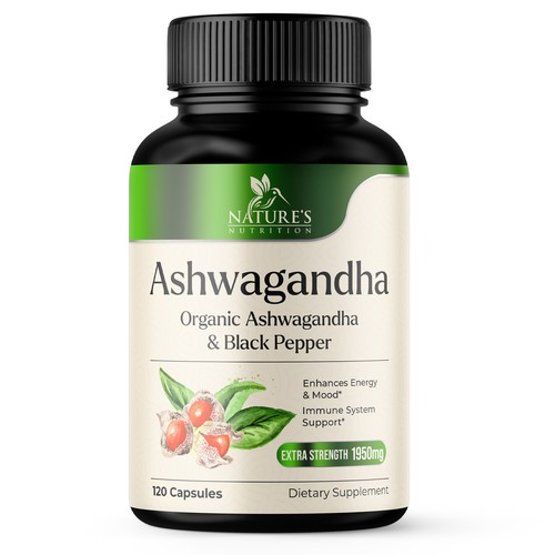 Natural Ashwagandha Capsules Design Needed for Nature's Nutrition Design by UnderTheSea™