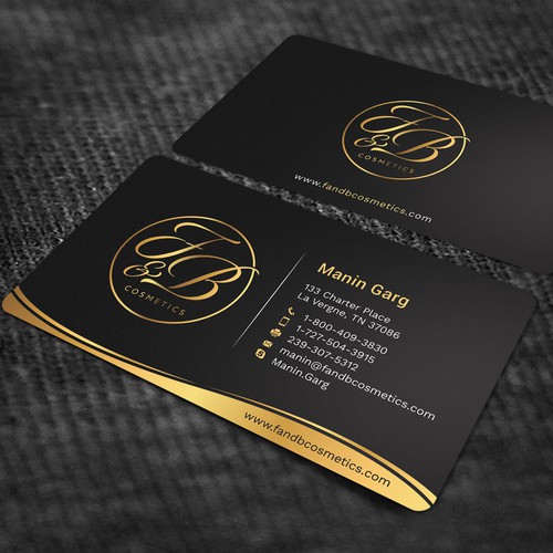 Black & Metallic Gold Business Cards Design por Jahid™