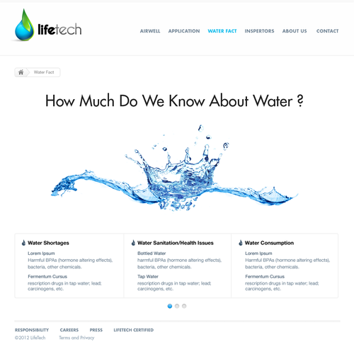 New website design for LifeTech: We turn air into drinking water. Réalisé par Creative Zeune