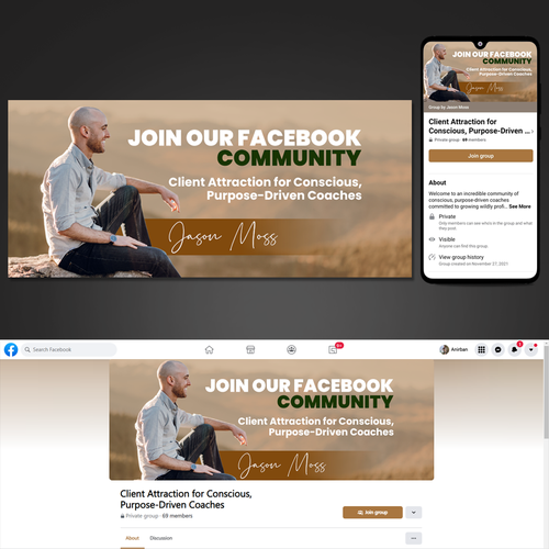 Earthy Facebook Cover For Conscious Business Coach Design by Mac88graphic