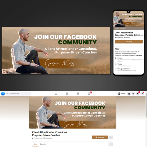 Earthy Facebook Cover For Conscious Business Coach Réalisé par Mac88graphic