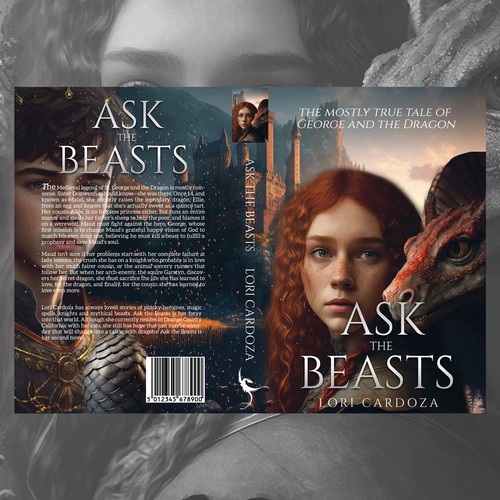 Light-hearted medieval dragon book cover for girls aged 12-17. Design by ♥ vanessa ♥