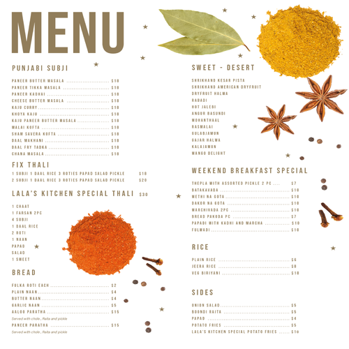 Indian Restaurant Menu Design Design by wildhare