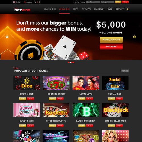 New Design For Online Bitcoin Casino Homepage Webdesign Wettbewerb - 