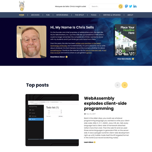 modern redesign for fun technical blog site Design by Technology Wisdom