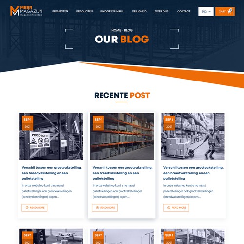 Creative website templates for a leading pallet racks company_ Meermagazijn Design by Adventix