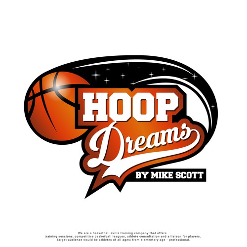 Create a sleek, athletic logo for Hoop Dreams by Mike Scott Design by Mark Takeuchi