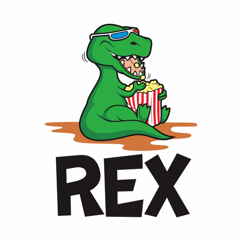 Design Rex Mobile App - Popcorn Eating T. Rex wearing 3D glasses por diablo elvins