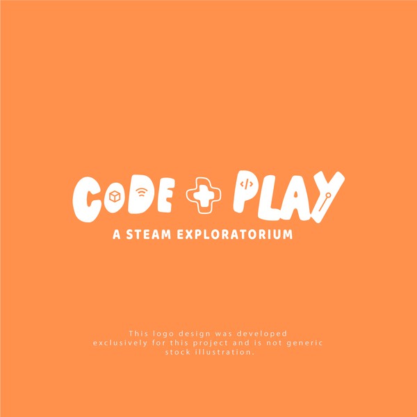 Coding Logo concept for CODE + PLAY (Pastel Orange)