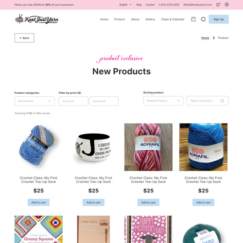 Designs Knot Just Yarn rebranded  page design contest