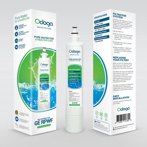 Looking for modern & luxurious redesign of water filter packaging Design by --Hero
