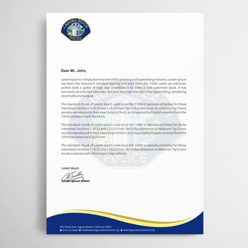 Laguna Beach Police Department Stationary Design by thinkweb art