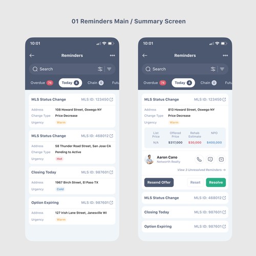 Help us modernize and simplify our reminders interface! Design by Corelle Design
