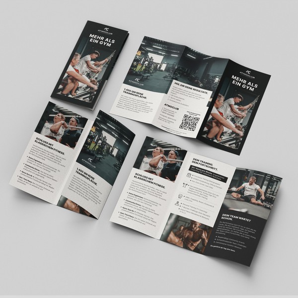 Clean & Bold Trifold Brochure for Premium Gym Experience