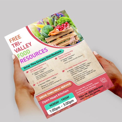 Flyer listing free food resources for the community Ontwerp door CREATIVE ARTIFLEX