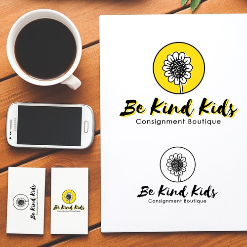 Be Kind!  Upscale, hip kids clothing store encouraging positivity Design by Jemcalija