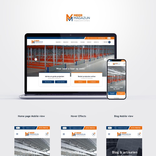 Creative website templates for a leading pallet racks company_ Meermagazijn Design by Aj3664