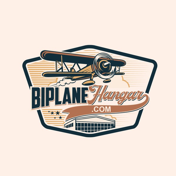 Design by John_DB titled "Vintage logo biplane aircraft hanger"