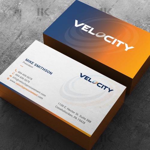 Velocity Procurement - Logo Rebranding - Business Card Design Design by IK_Designs