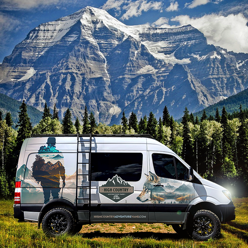 Nature inspired Sprinter Van Wrap design for High Country Adventure Vans Design by ⭐Voicu™