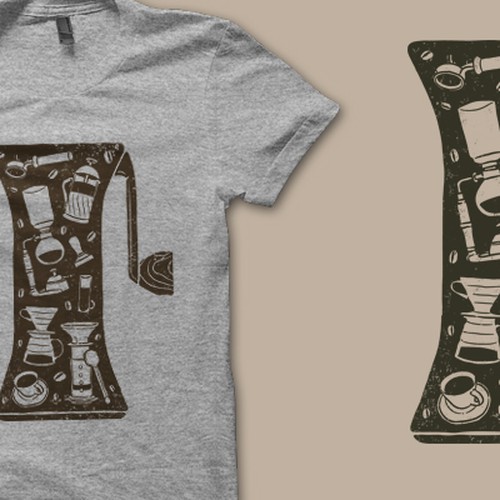 Coffee Collage T-Shirt Design Using Ink Made From Coffee Grounds Design por Toriselli