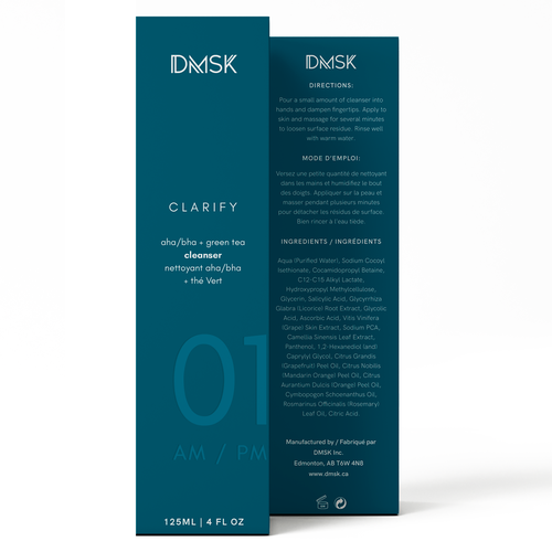 Luxury, high-end product box design for facial cleanser. Design by Santiago Trabucco