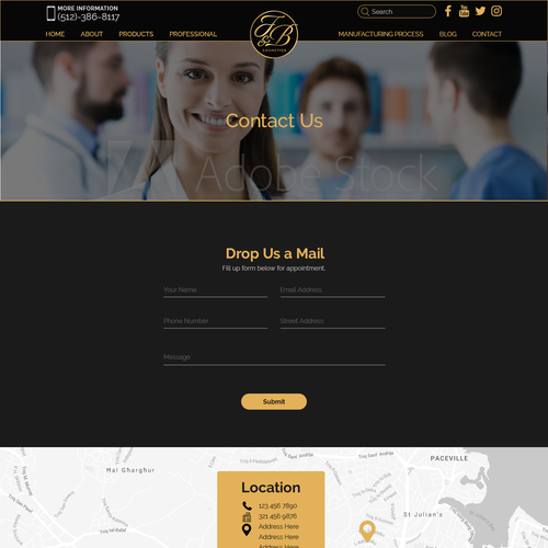 Black & gold themed website design Réalisé par Creeative !con