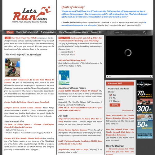 LetsRun.com Homepage Re-Design/Cleanup Diseño de Medea