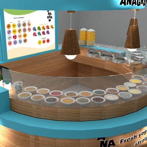 Design a 3D render for food serving kiosk Design by Ann Davis