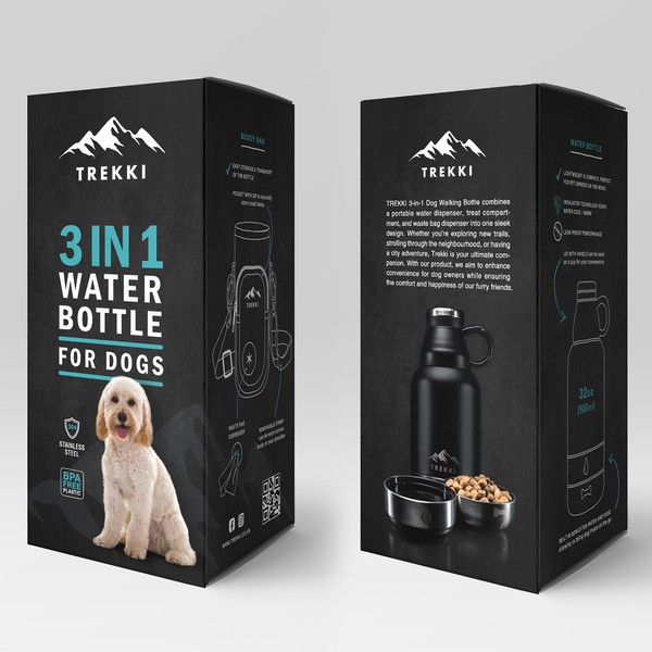 Packaging design for multifunctional water bottle for dogs