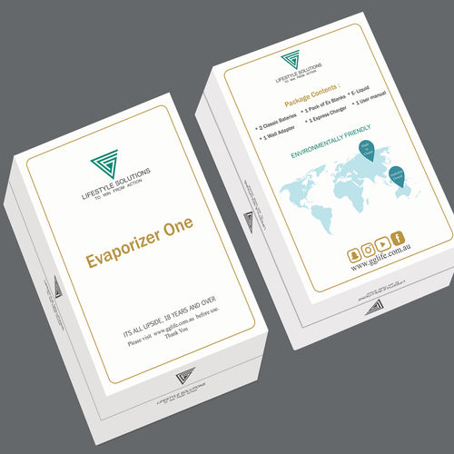 Package design for a luxury product. The package should be white, gold ...