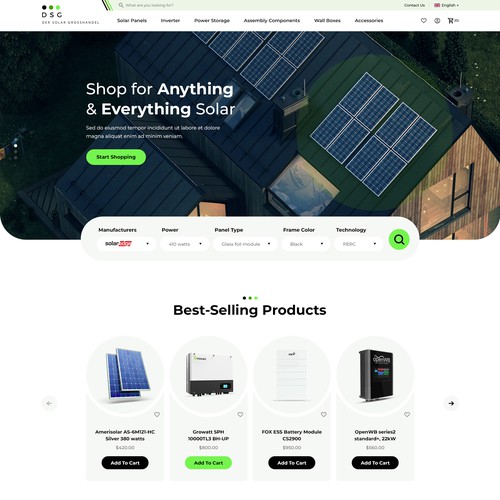 Designs | Solar-Wholesale Shopify Store Design | Web page design contest