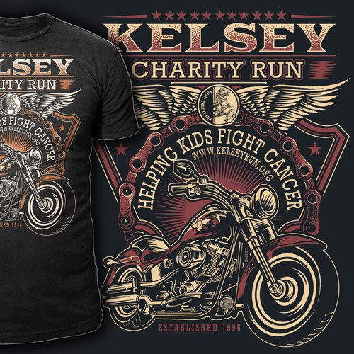 Unique souvenir t-shirt design for charity biker fundraiser event