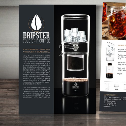DRIPSTER Cold Drip Coffee Maker - we need a product presentation flyer Réalisé par MagicCreatives