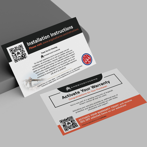 Warranty activation flyer for gun company (postcard) Design by Bennah